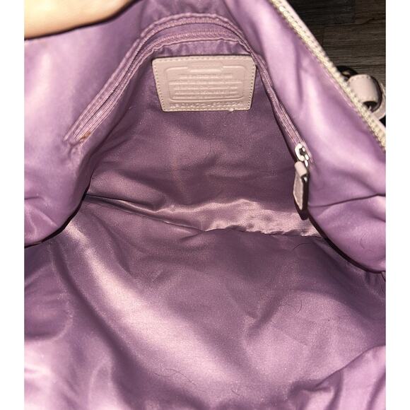Coach 3 Zip Vermillion Gray Leather Purple Lining Katheryn Satchel Bag F31324 - Picture 7 of 11